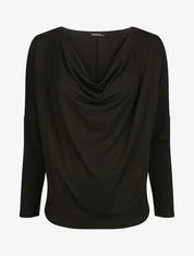 Top oversize uni à col bénitier - Noir - 1