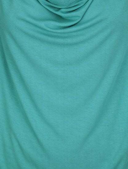 Top oversize uni à col bénitier - Turquoise - 3