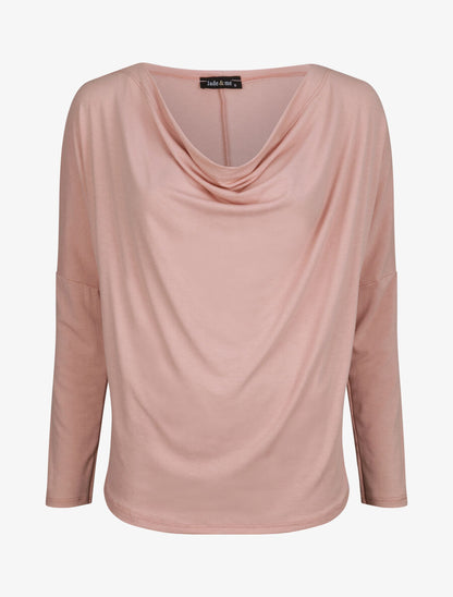 Top oversize uni à col bénitier - Rose poudré - 1