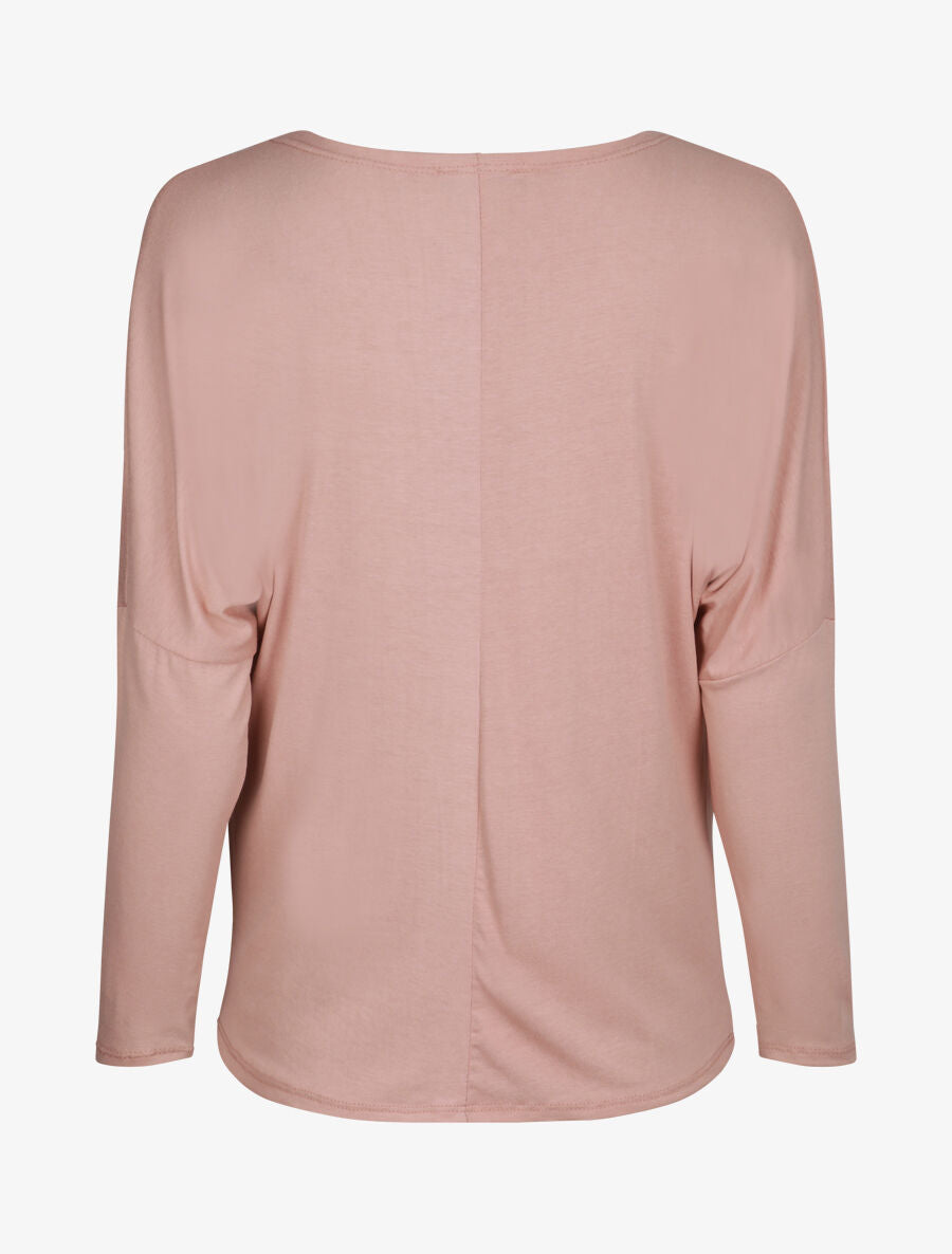Top oversize uni à col bénitier - Rose poudré - 2