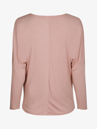 Top oversize uni à col bénitier - Rose poudré - 2