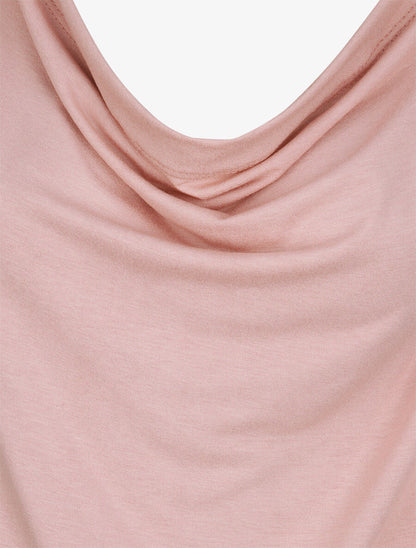Top oversize uni à col bénitier - Rose poudré - 3