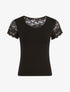 T-shirt ajusté à épaules en dentelle - Noir - 4