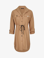 Robe chemise à boutons stylisés - Camel - 4