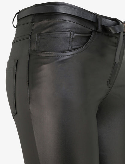 Pantalon slim en similicuir - Noir - 3