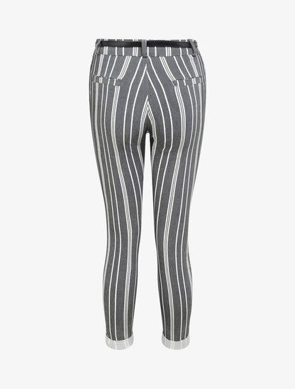 Pantalon 7/8 imprimé rayé à revers - Noir - 2