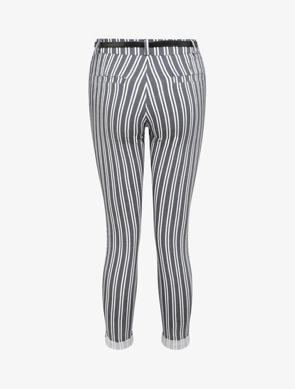 Pantalon 7/8 imprimé rayé à revers - Marine - 2