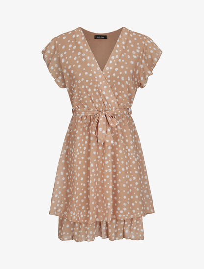 Robe en voile à imprimé moucheté - Camel - 5