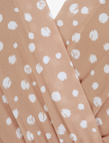 Robe en voile à imprimé moucheté - Camel - 3