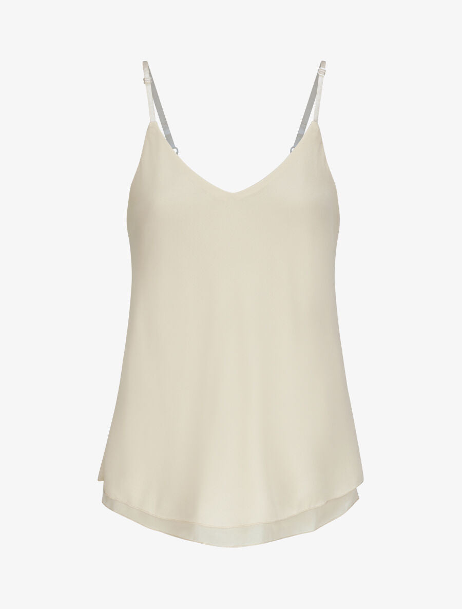Top en voile à fines bretelles - Beige - 1