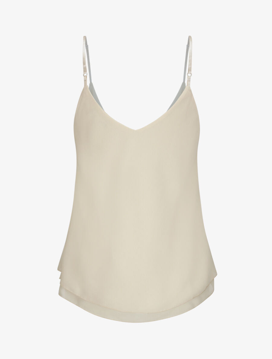 Top en voile à fines bretelles - Beige - 2