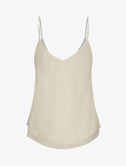 Top en voile à fines bretelles - Beige - 2