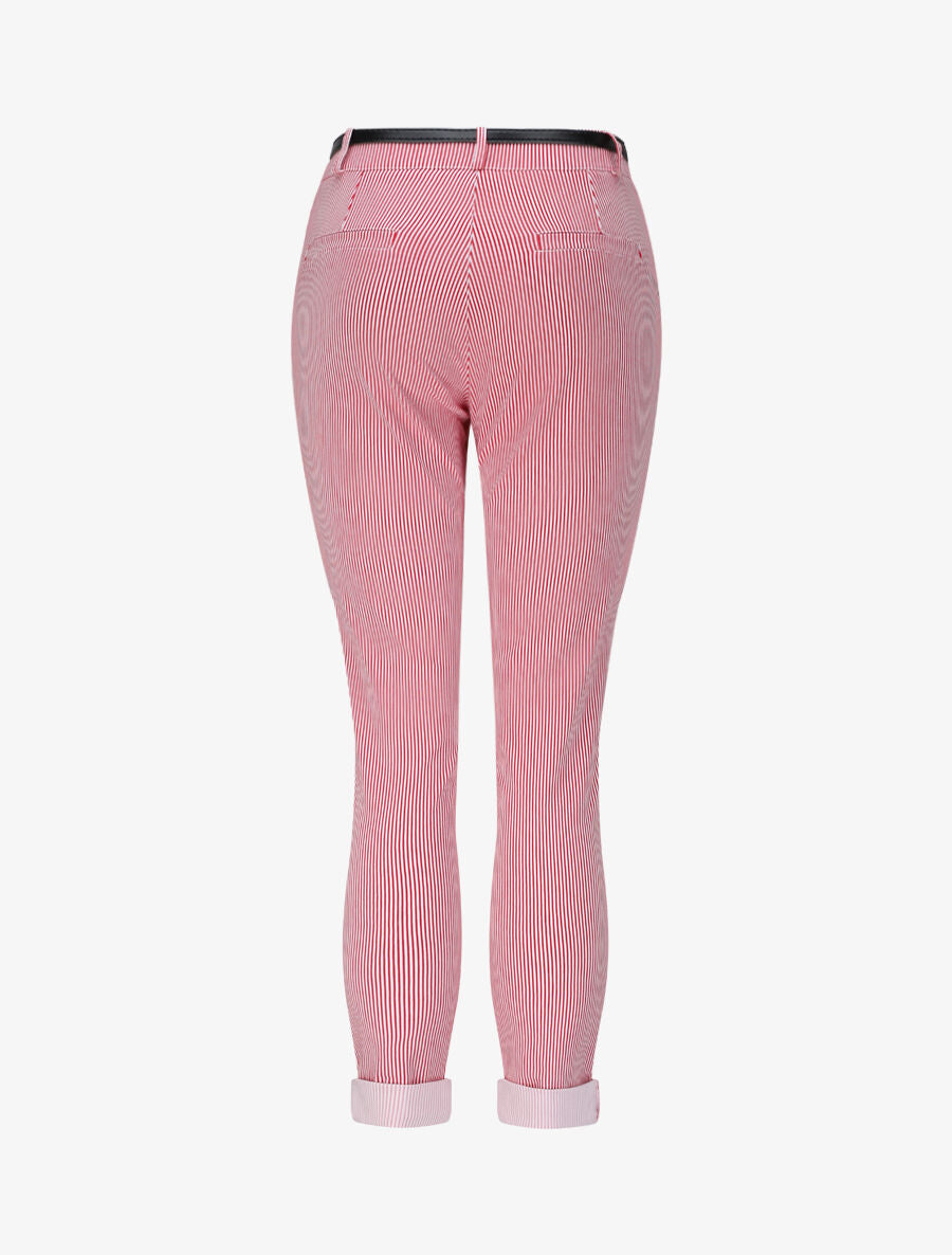 Pantalon à revers imprimé rayures - Rouge - 2