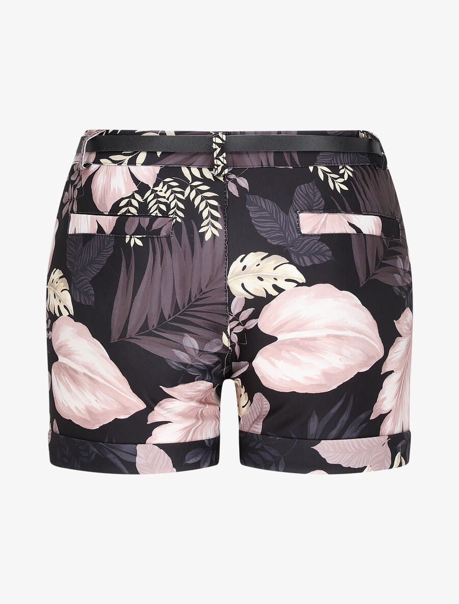 Short à ourlets imprimé végétal - Beige - 2