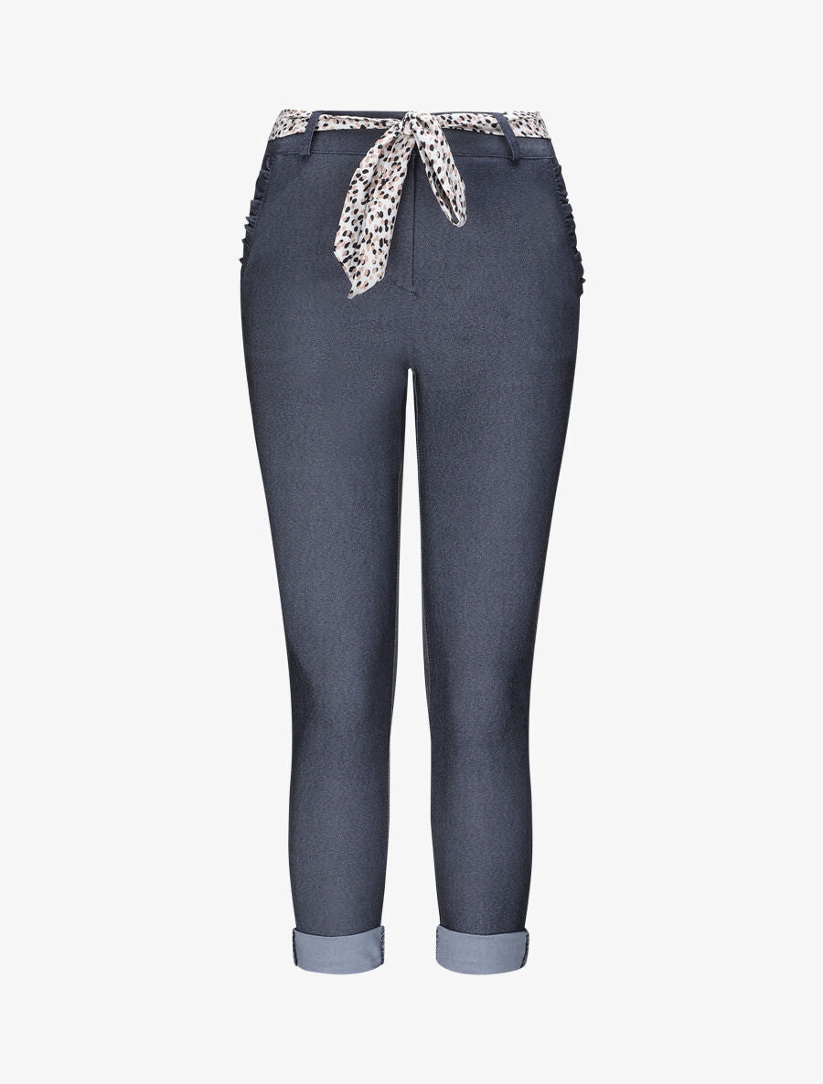 Pantalon chino droit à poches volantées - Bleu denim - 1
