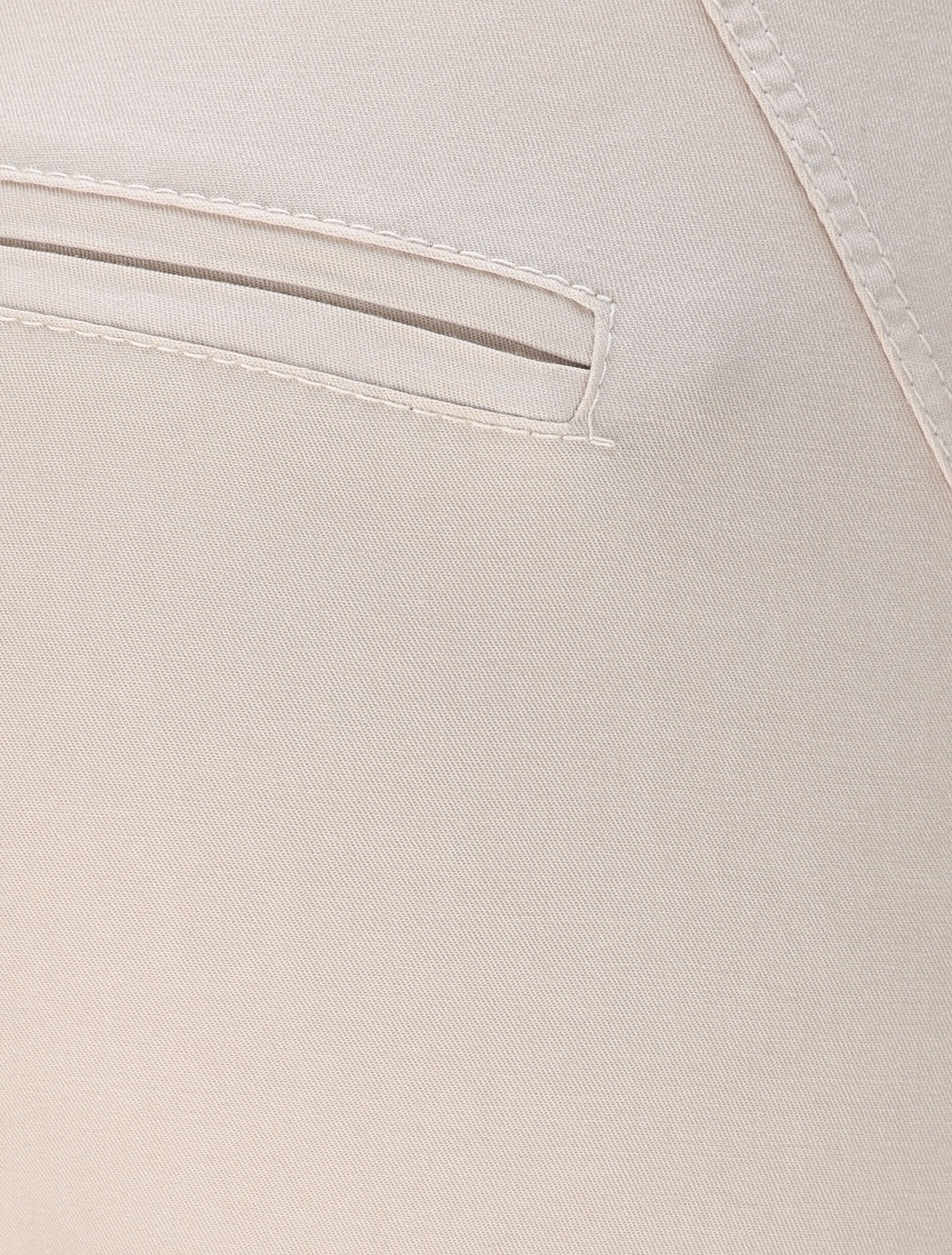 Pantalon chino taille haute uni en coton mélangé - Beige - 3