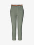 Pantalon chino taille haute uni en coton mélangé - Kaki - 1