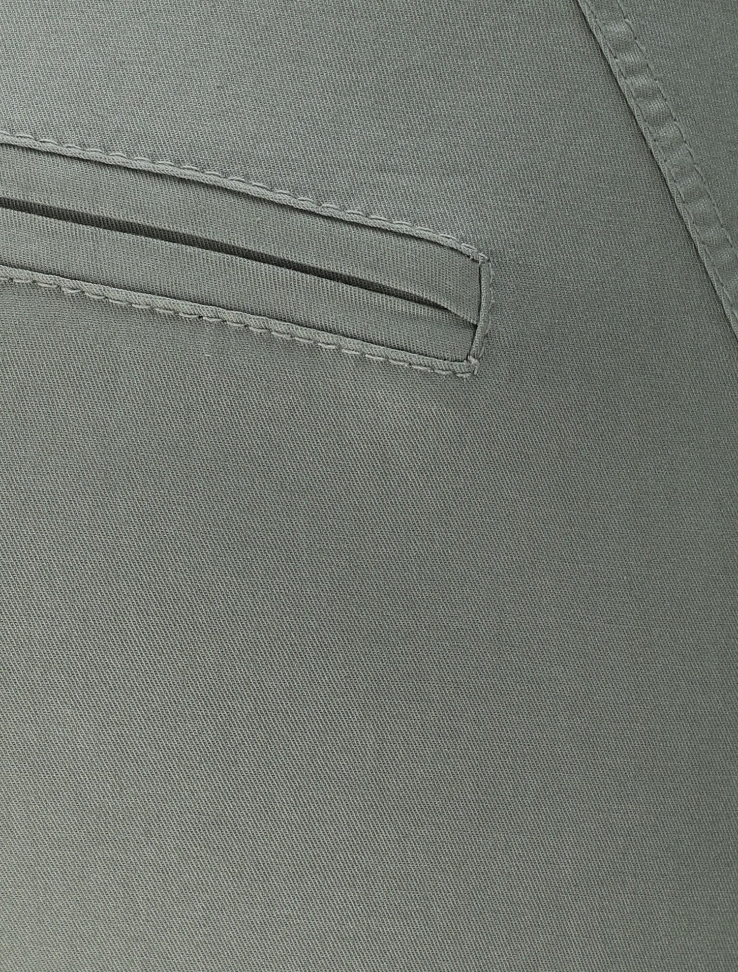 Pantalon chino taille haute uni en coton mélangé - Kaki - 3