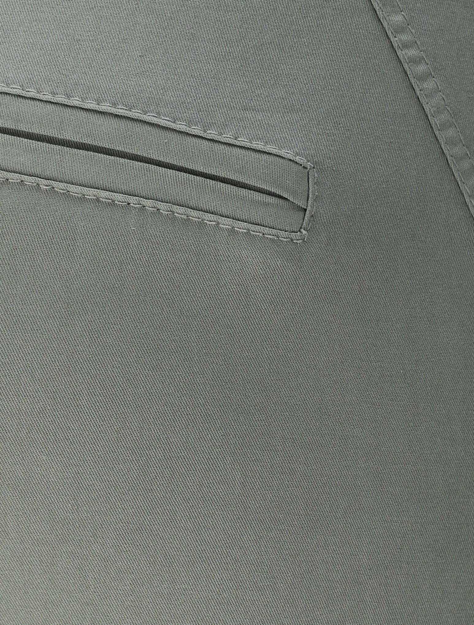 Pantalon chino taille haute uni en coton mélangé - Kaki - 3