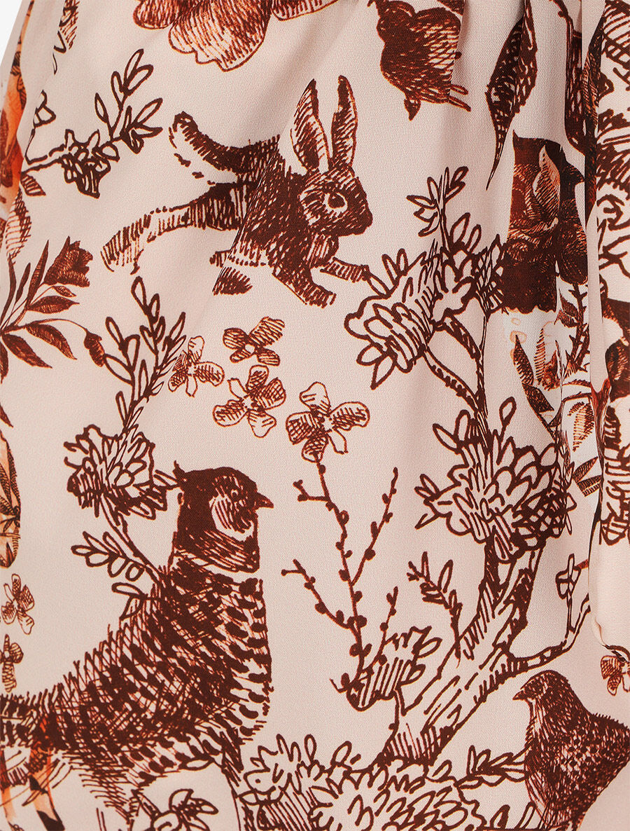 Short imprimé fleuri et animal à revers - Beige - 3