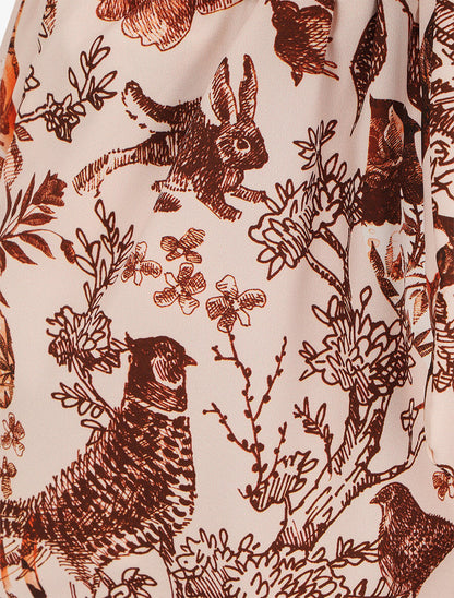 Short imprimé fleuri et animal à revers - Beige - 3