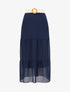 Jupe longue unie en voile - Marine - 1