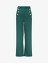 Pantalon droit à boutons et taille stylisés - Vert sapin - 1