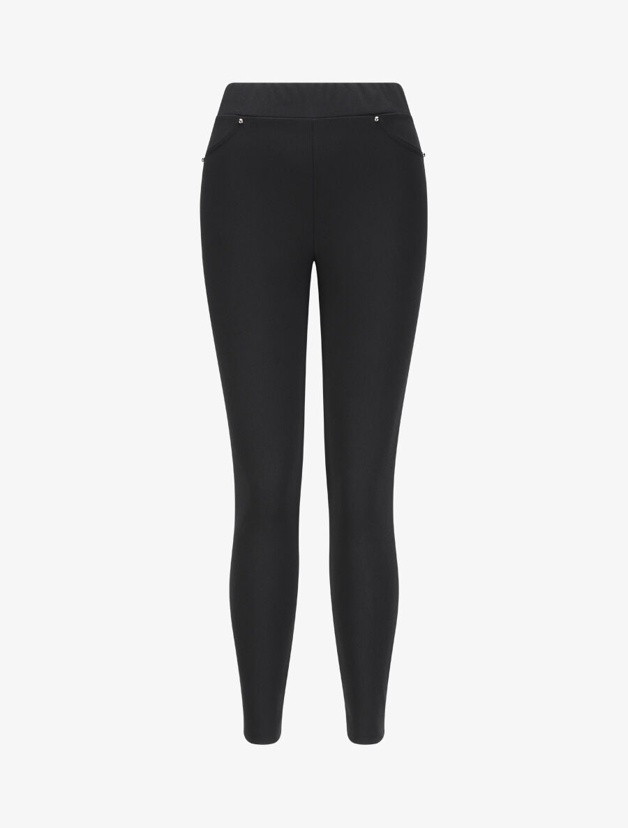 Pantalon slim à taille élastiquée - Noir - 1