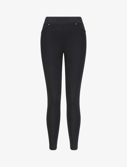 Pantalon slim à taille élastiquée - Noir - 1