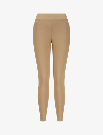 Pantalon slim à taille élastiquée - Camel - 1