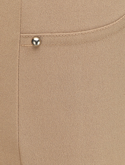 Pantalon slim à taille élastiquée - Camel - 3
