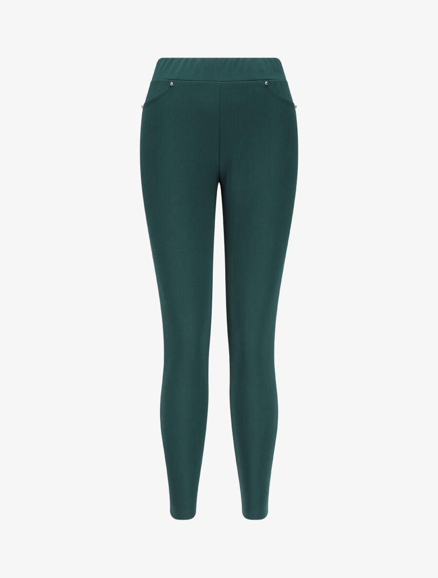 Pantalon slim à taille élastiquée - Vert sapin - 4