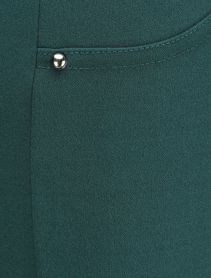 Pantalon slim à taille élastiquée - Vert sapin - 3