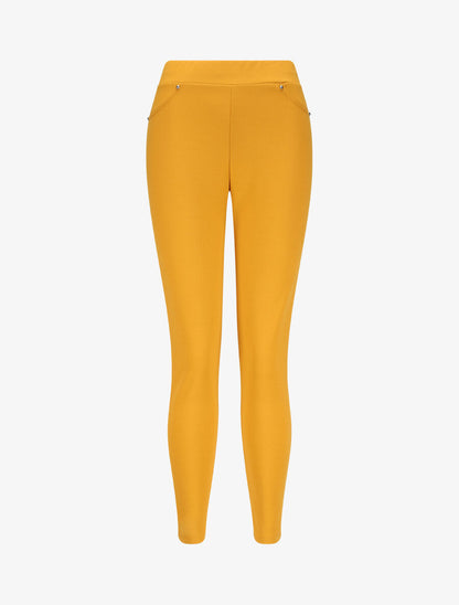 Pantalon slim à taille élastiquée - Jaune moutarde - 4