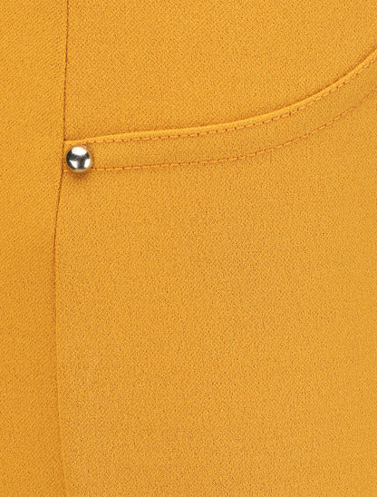 Pantalon slim à taille élastiquée - Jaune moutarde - 3