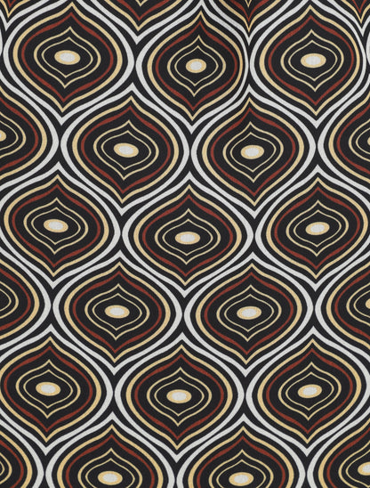 Jupe longue en voile imprimé psychédélique à ceinture contrastante - Noir - 3