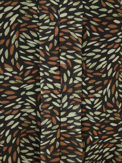 Top sans manches imprimé feuilles stylisées - Noir - 3
