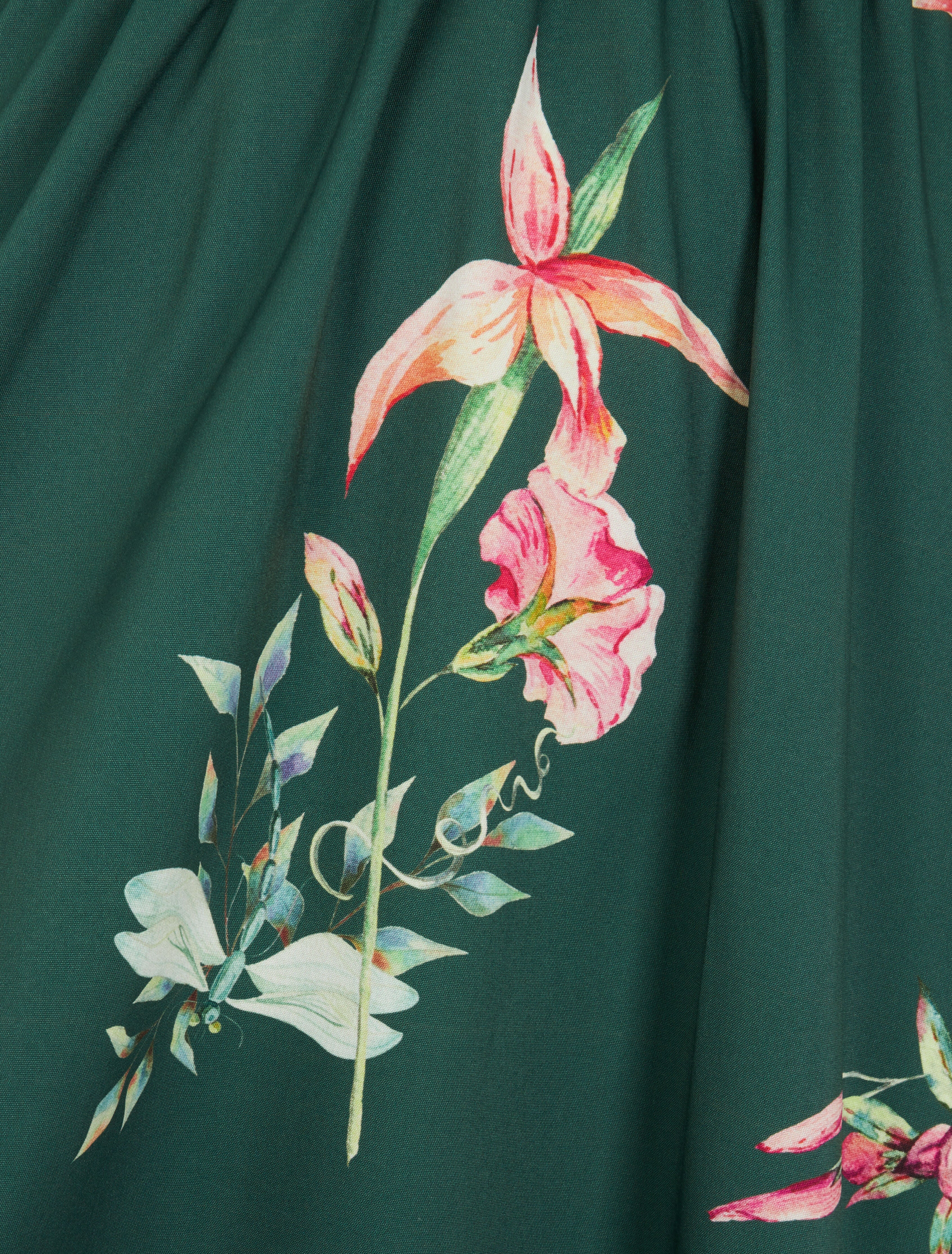 Robe longue imprimé fleurs de printemps à manches papillon - Vert émeraude - 3