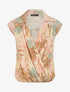 Top en voile sans manches imprimé végétal - Beige - 4