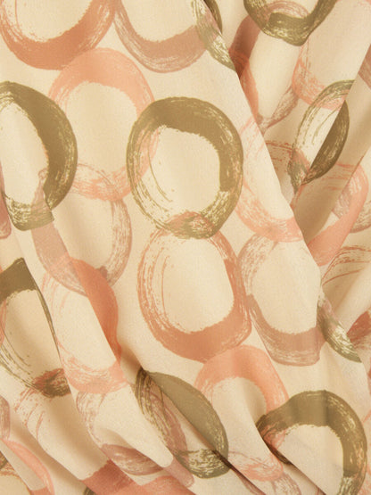 Top en voile sans manches imprimé cercles stylisés - Beige - 3