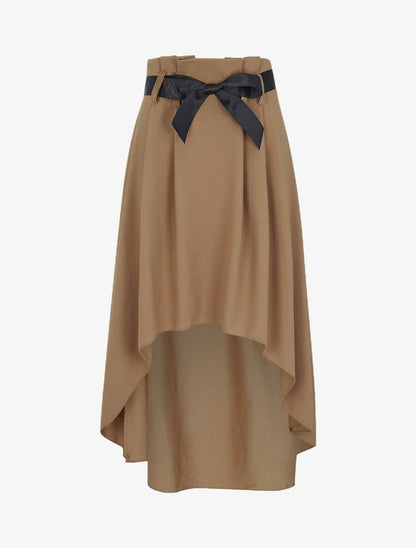 Jupe midi asymétrique - Marron - 4