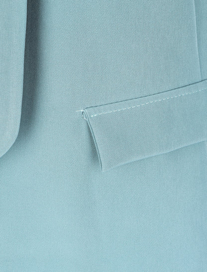 Blazer coupe droite à manches 3/4 froncées - Turquoise - 3