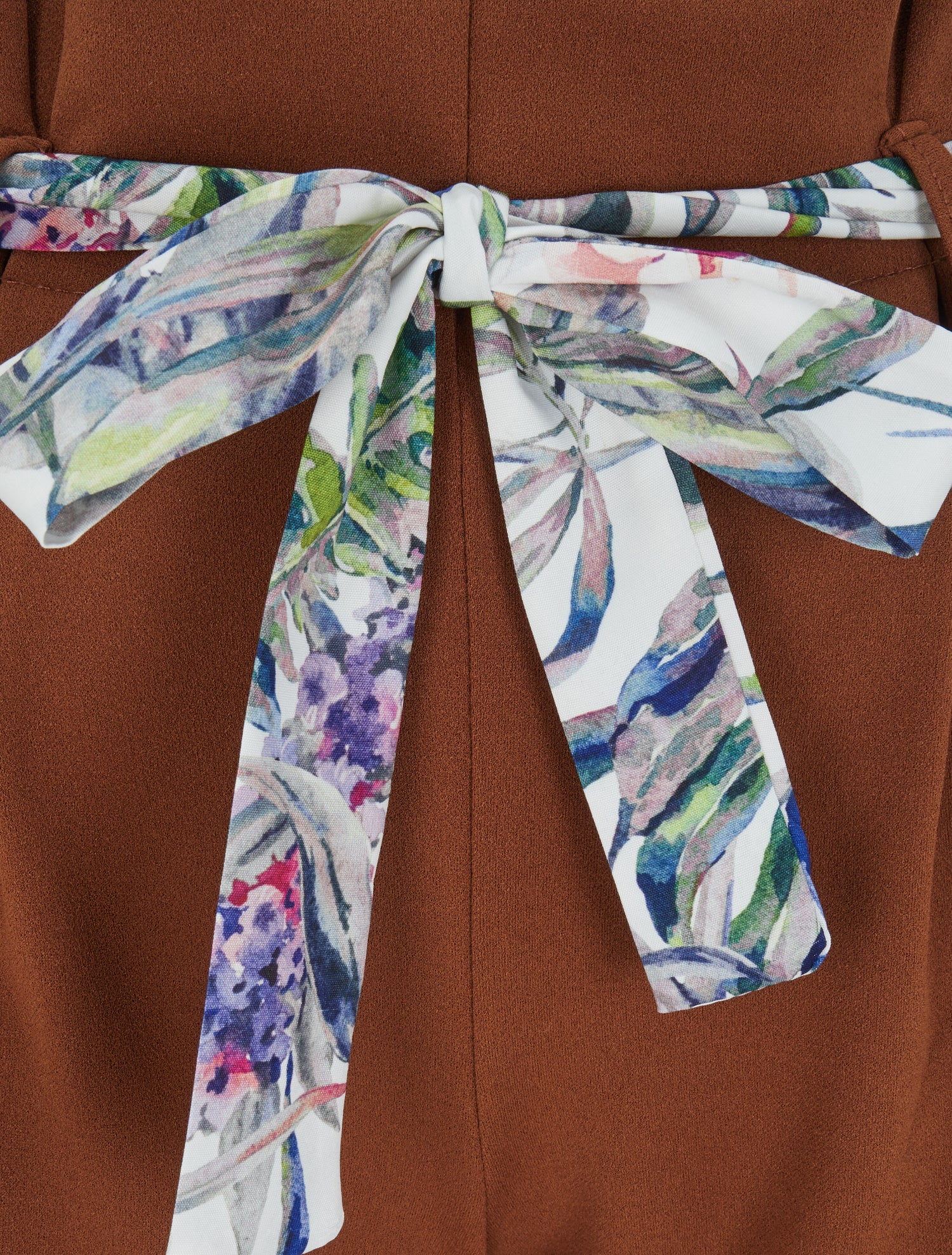 Short taille haute à ceinture imprimé fleurs tropicales - Camel - 3