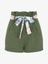 Short taille haute à ceinture imprimé fleurs tropicales - Kaki - 1