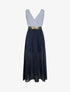 Robe longue évasée à rayures - Marine - 4