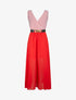 Robe longue évasée à rayures - Rouge - 1