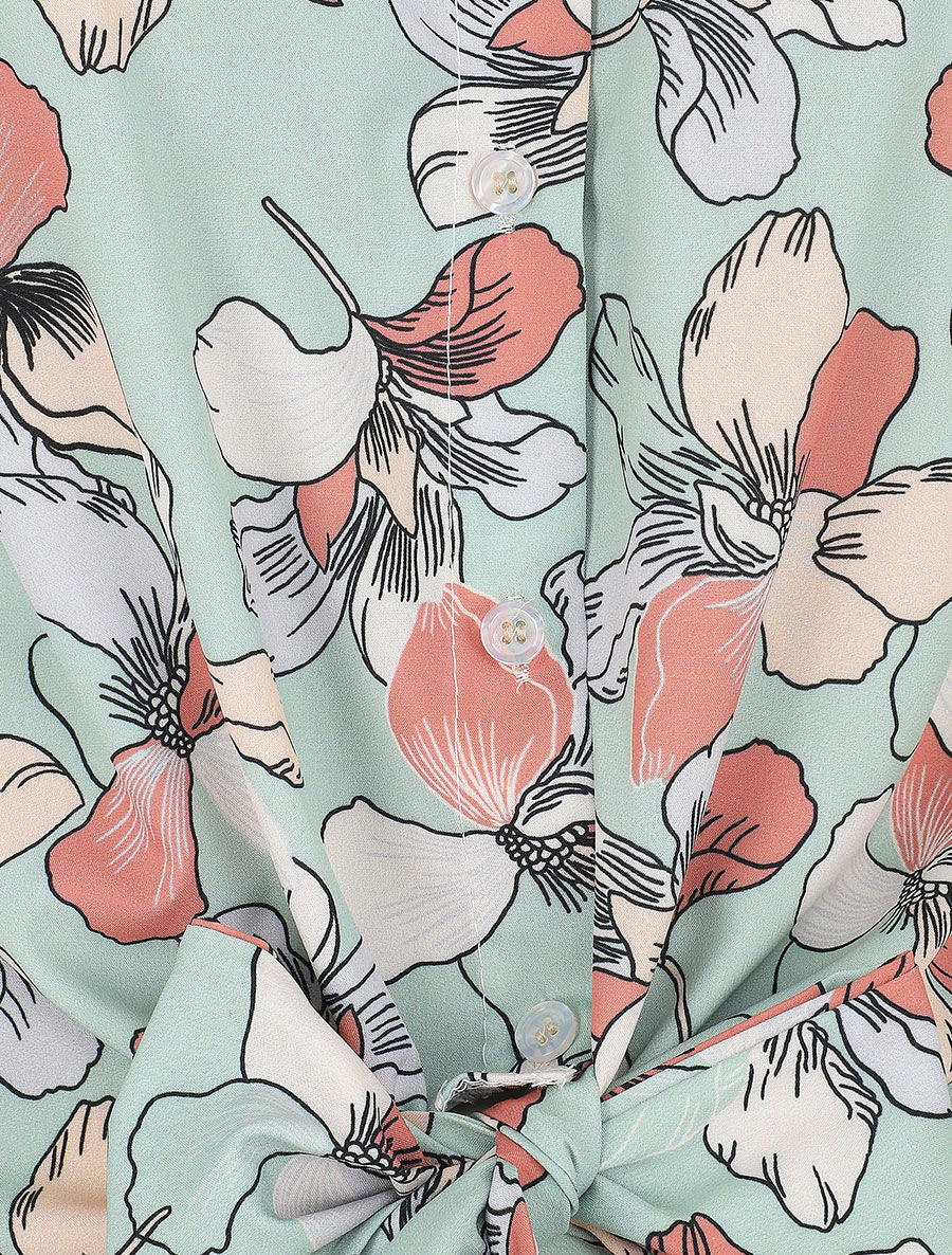 Blouse sans manches à liens à nouer - Vert d&