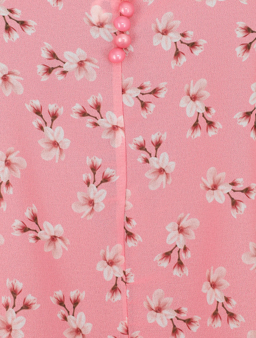 Blouse imprimé fleuri à bretelles - Rose - 3