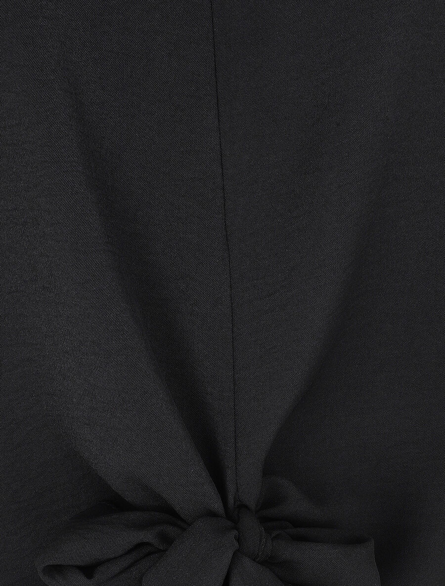 Blouse ample unie à liens à nouer - Noir - 3