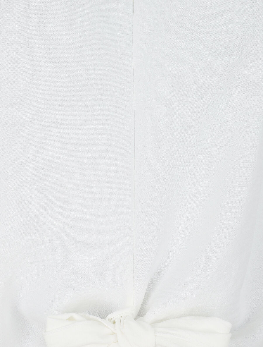 Blouse ample unie à liens à nouer - Blanc - 3